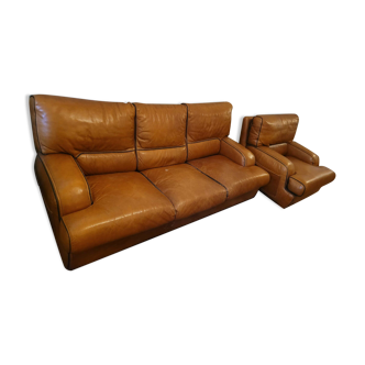 Brown leather sofa