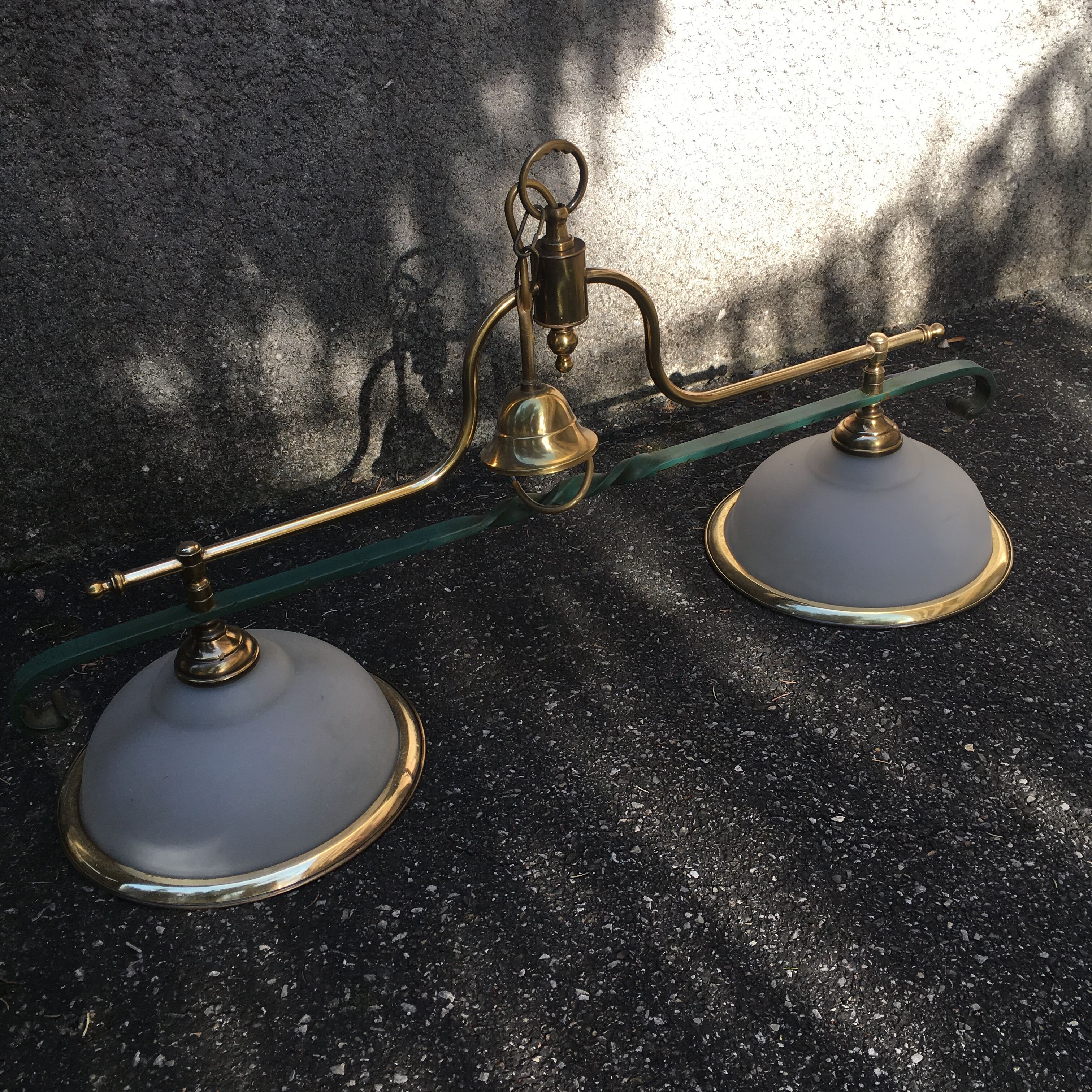 Great hanging double glass, iron and brass.