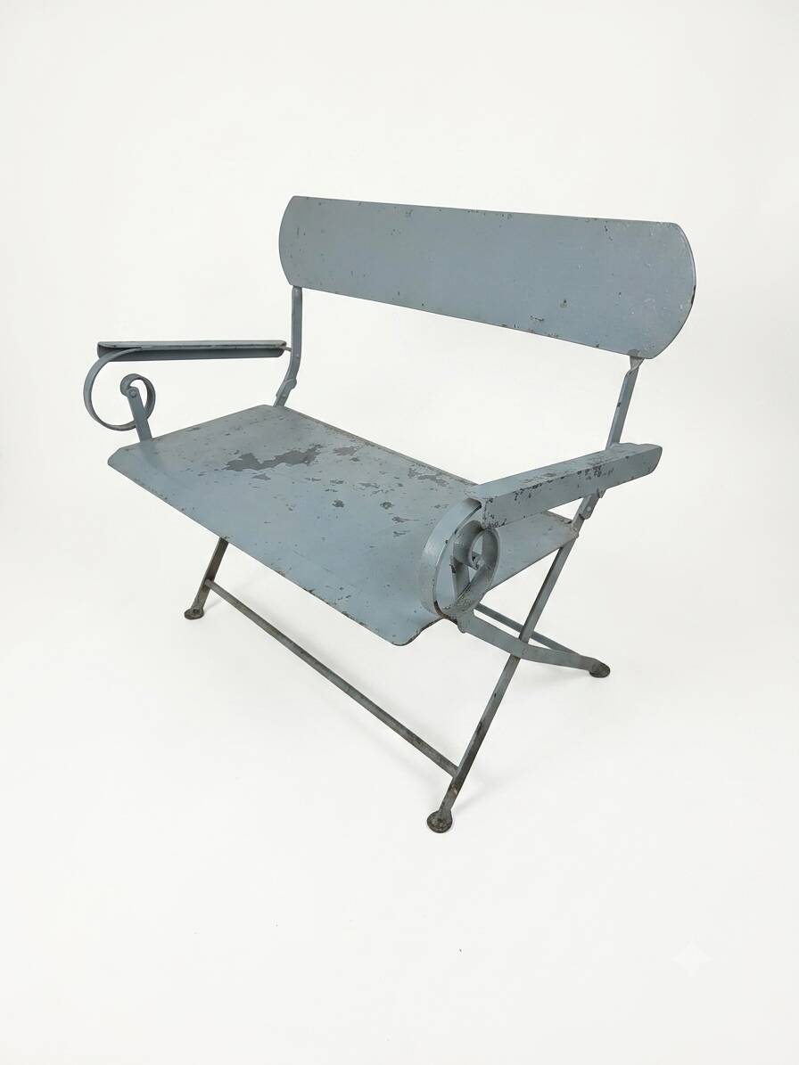 Banc de jardin ancien en fer forgé massif