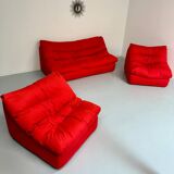Living room sofa and 2 armchairs French design Steiner 70s vintage fabric