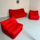 Living room sofa and 2 armchairs French design Steiner 70s vintage fabric