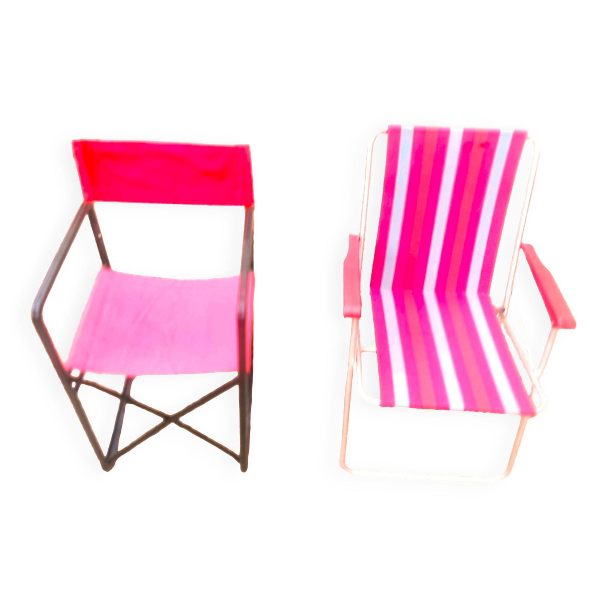 Pair of aluminum folding armchair and iron Director's armchair