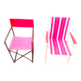 Paire de fauteuil pliant en aluminium et de fauteuil du Metteur-en-scène en fer
