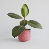 Flowerpot pink with terrazzo pattern, ceramic planter pink, plant pot 80s