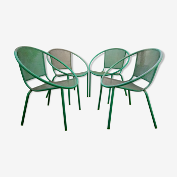 Suite de 4 fauteuils de jardin demi lune années 80 design italien