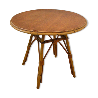 Table d'appoint ronde en rotin