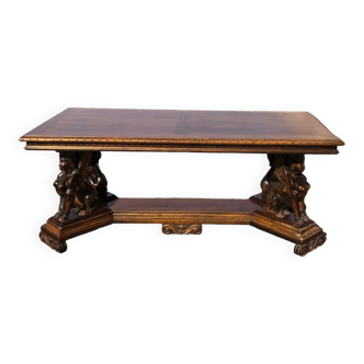 Renaissance-style dining table in solid wood