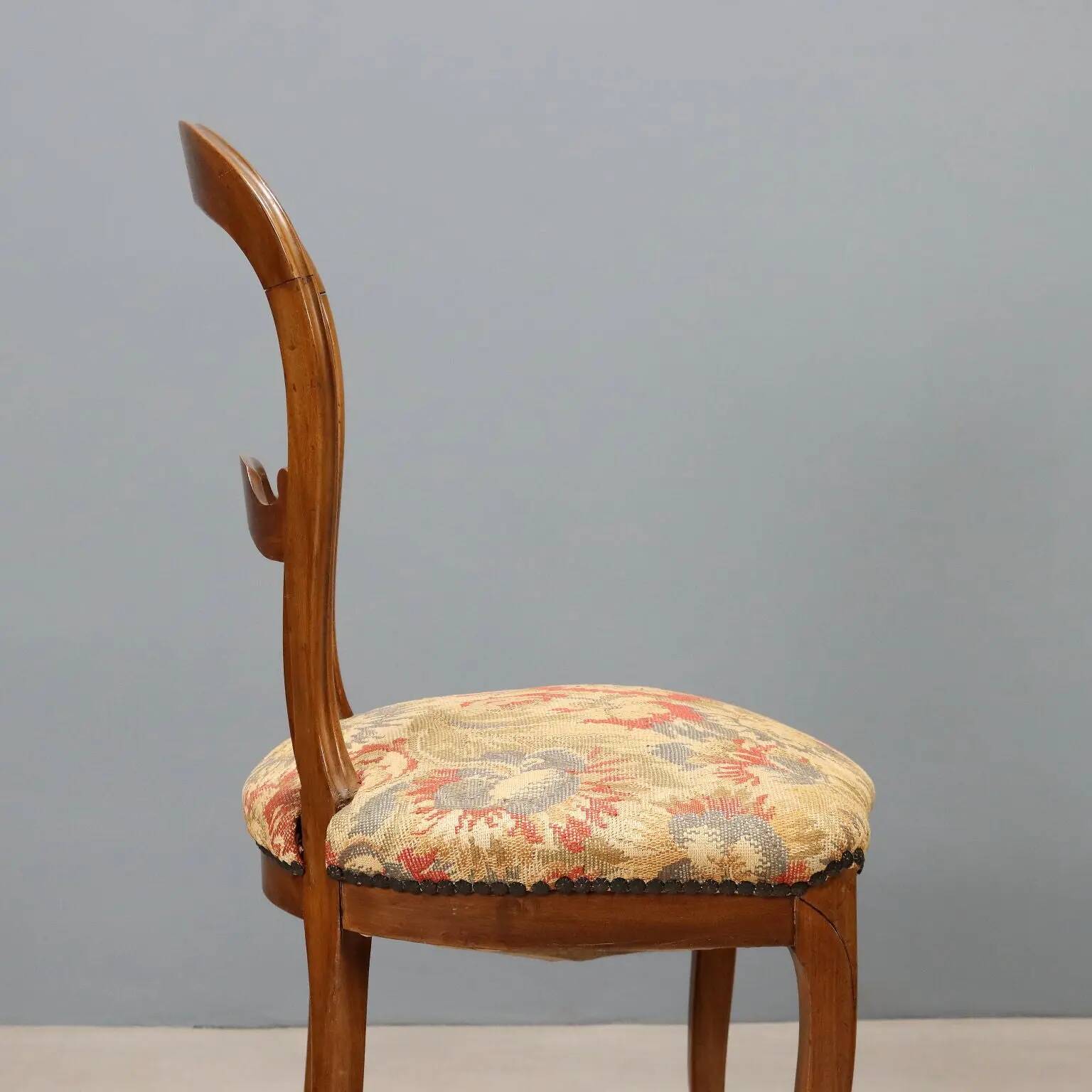 Antique Louis-Philippe walnut chairs, Italy, 19th century