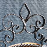 Vintage Black Wrought Iron Triptych Mirror