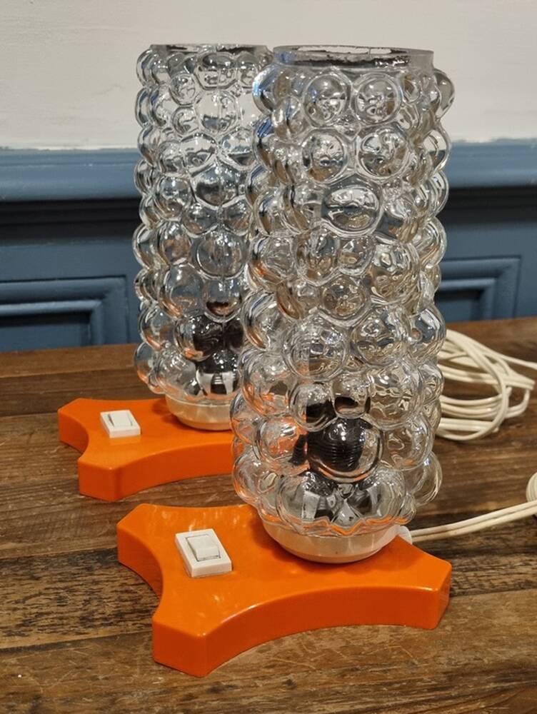 Pair of psychedelic Hawill table lamps, vintage, 70s.