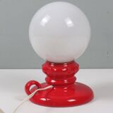 Lampe de table vintage en céramique rouge par Massive, Belgique 1970