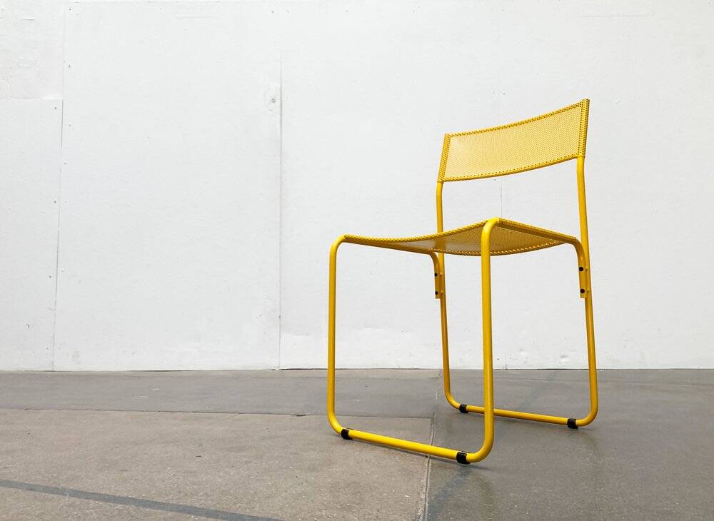 Italian perforated metal chair from the mid-century space age, 1960s.