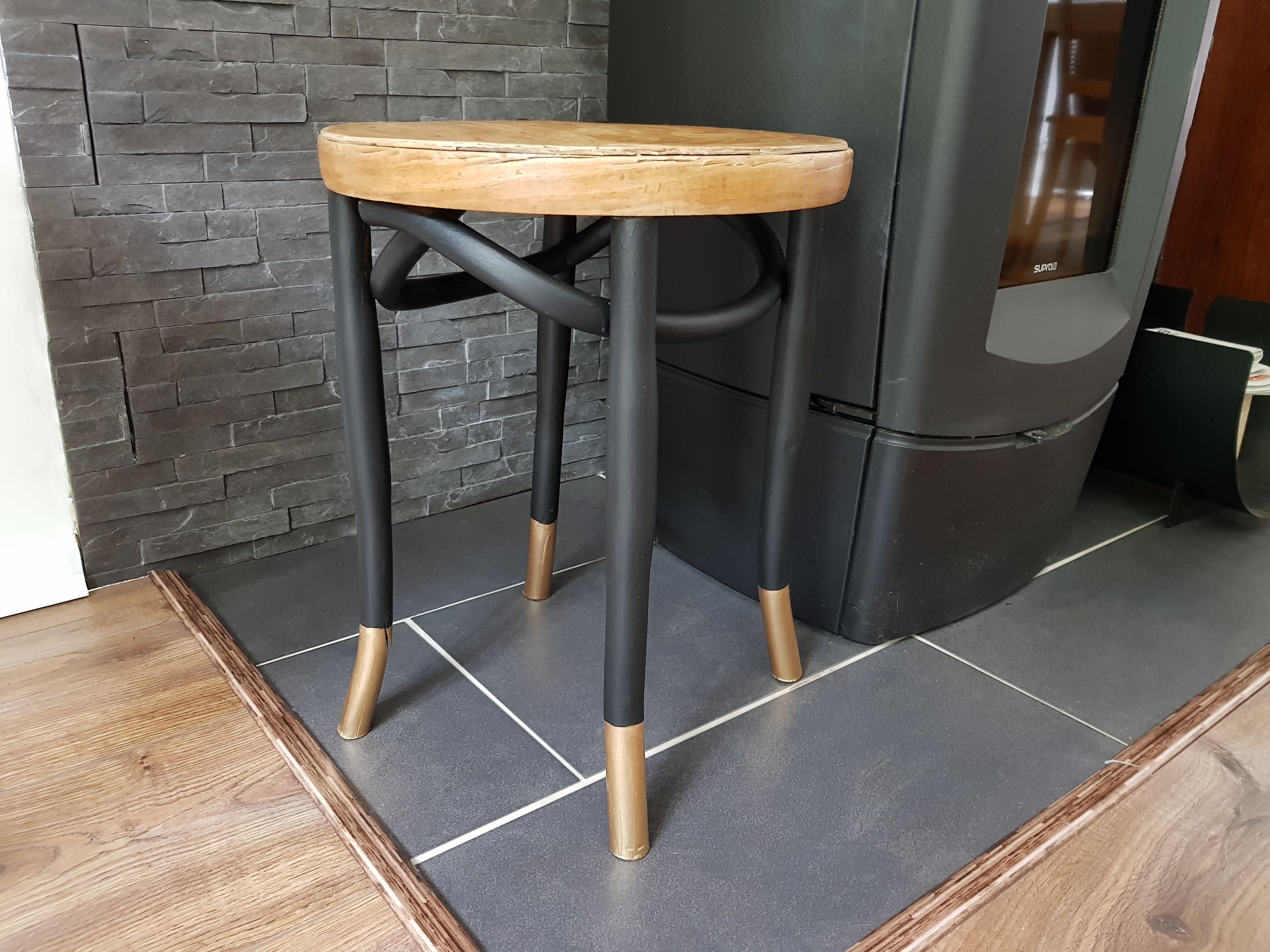 Authentic curved wooden thonet stool pattern flowers