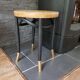 Tabouret Thonet en bois courbé  motif fleurs
