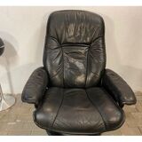 Armchair relaxation leather & footrest Stressless model Ekornes vintage 1980