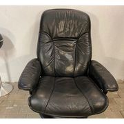 Armchair relaxation leather & footrest Stressless model Ekornes vintage 1980