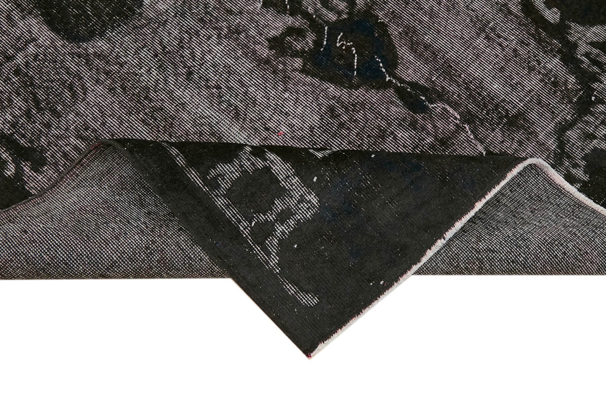 Handmade hi-low pile oriental 1980s 153 cm x 261 cm black rug