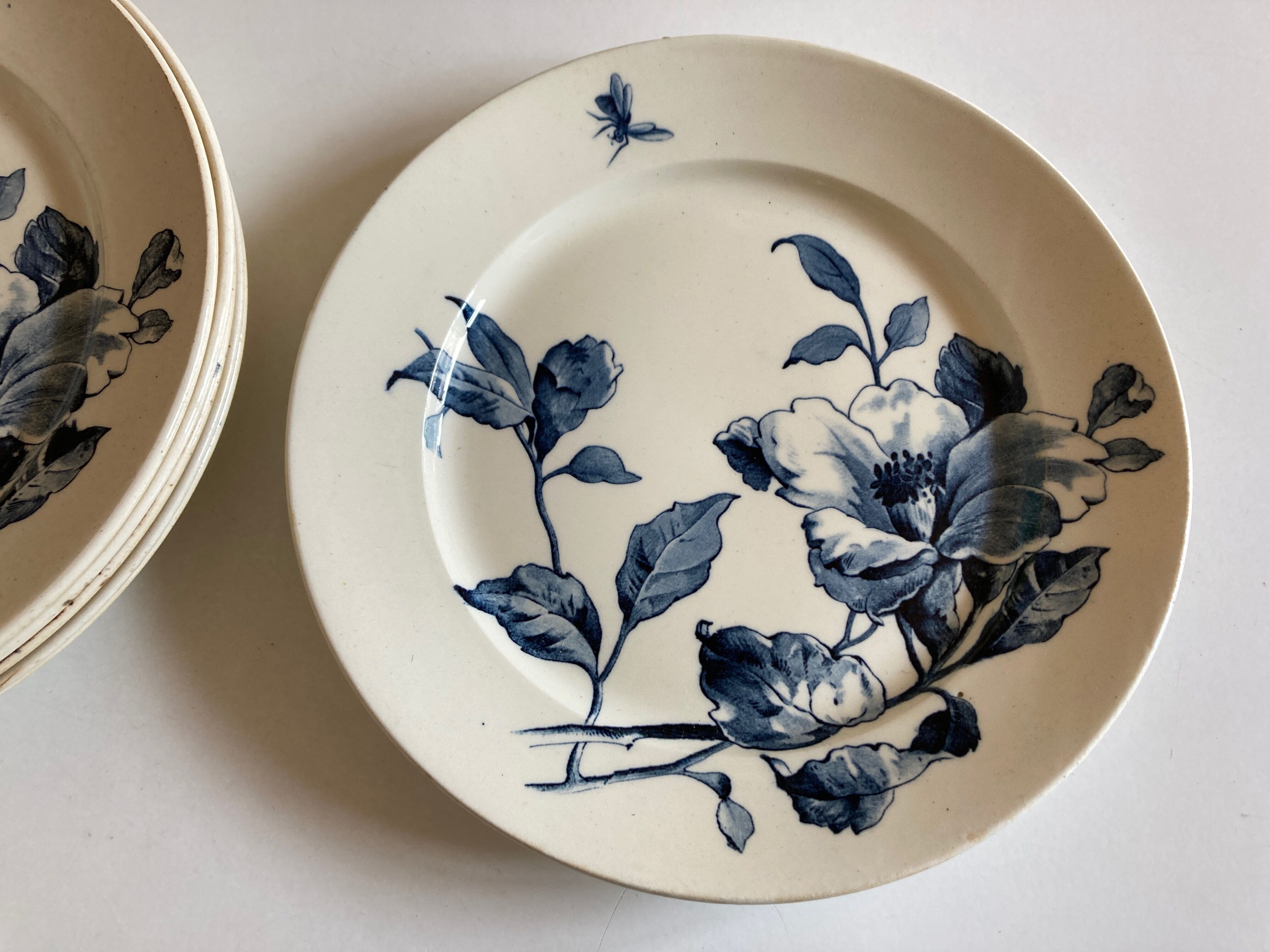 Set of 6 plates poppies faience of Gien 19th decoration Summer