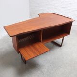 Freestanding 'Boomerang' desk in teak by Peter Løvig Nielsen, 1968