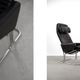 Mid-Century Rare Black Leather Scandinavian Armchair by Ire Möbel, 1970s, Set of 2