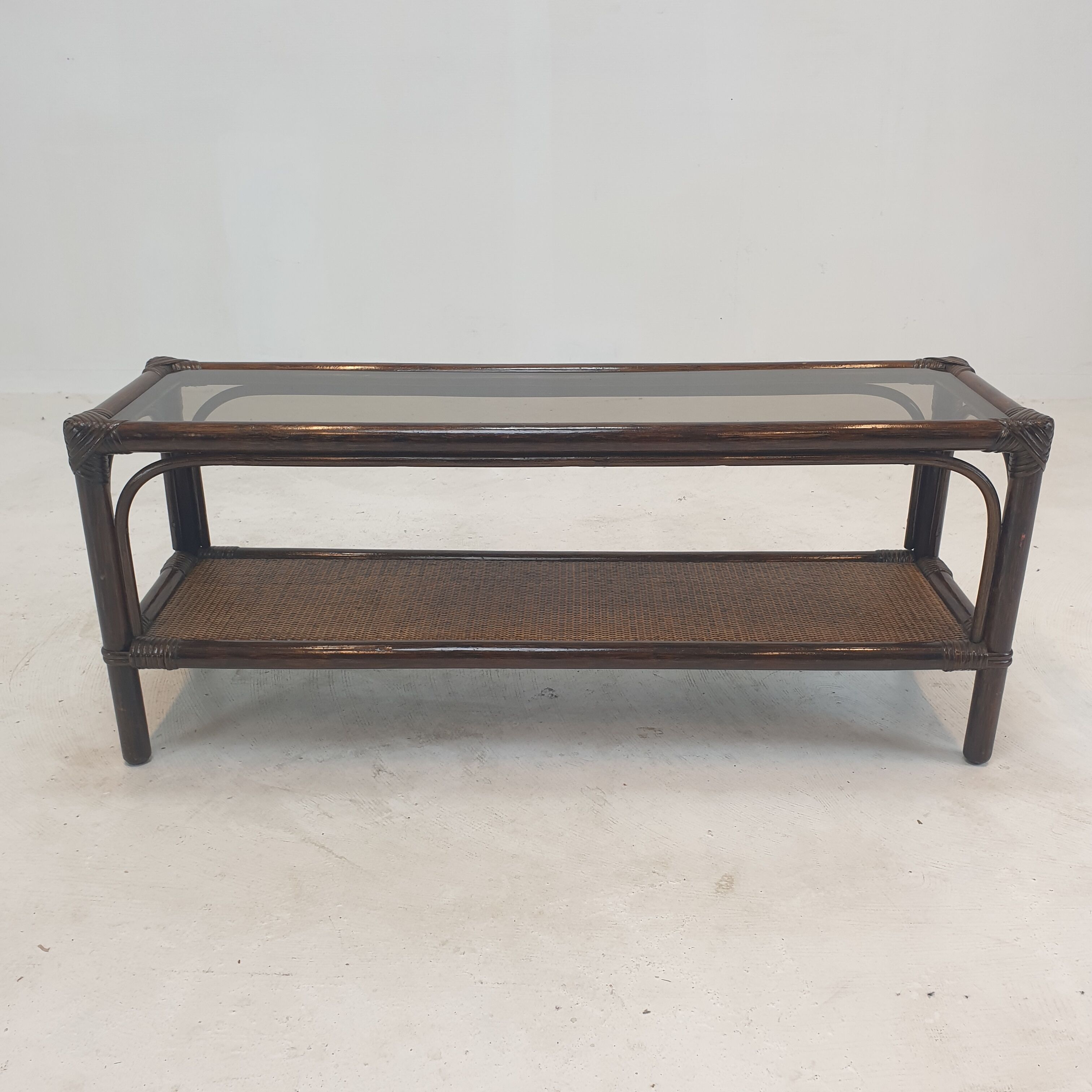 Italian Bamboo and Rattan Coffee Table, 1980s