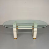 Table and 6 thonet designer chairs with crackled lacquer finish, 1980s vintage