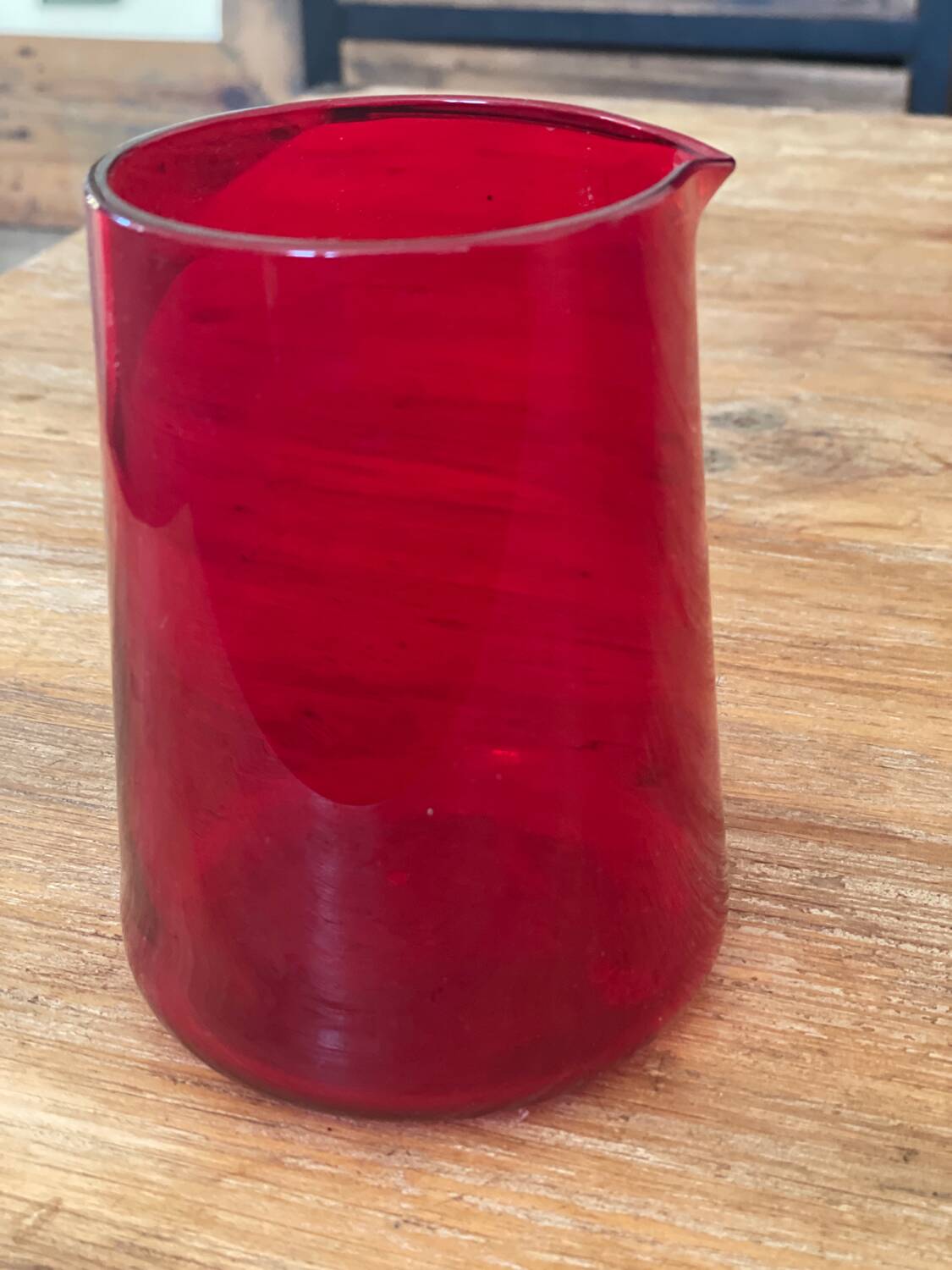 Red glass pitcher