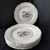 Set of 6 faience dessert plates digoin sarreguemines bird of paradise