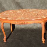 Coffee table ovalewood and marble pink salmon