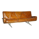 Vintage hand-dyed leather canapé, mid-century style.