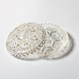 Mid-Century Pressed Glass Jewelry Box / Geometric Bonbon Candy Jar