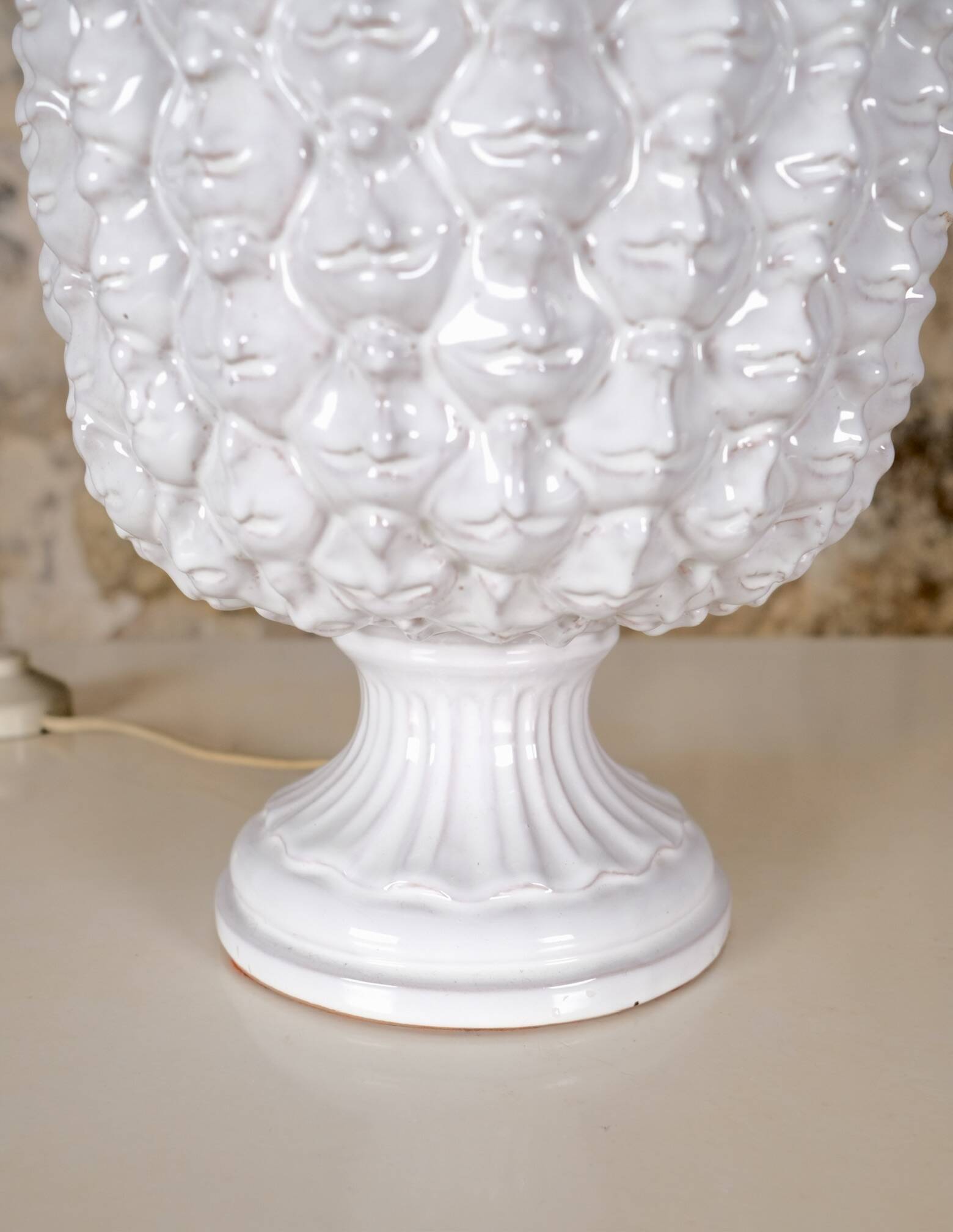 Large ceramic pineapple lamp base, Italy, 1980s