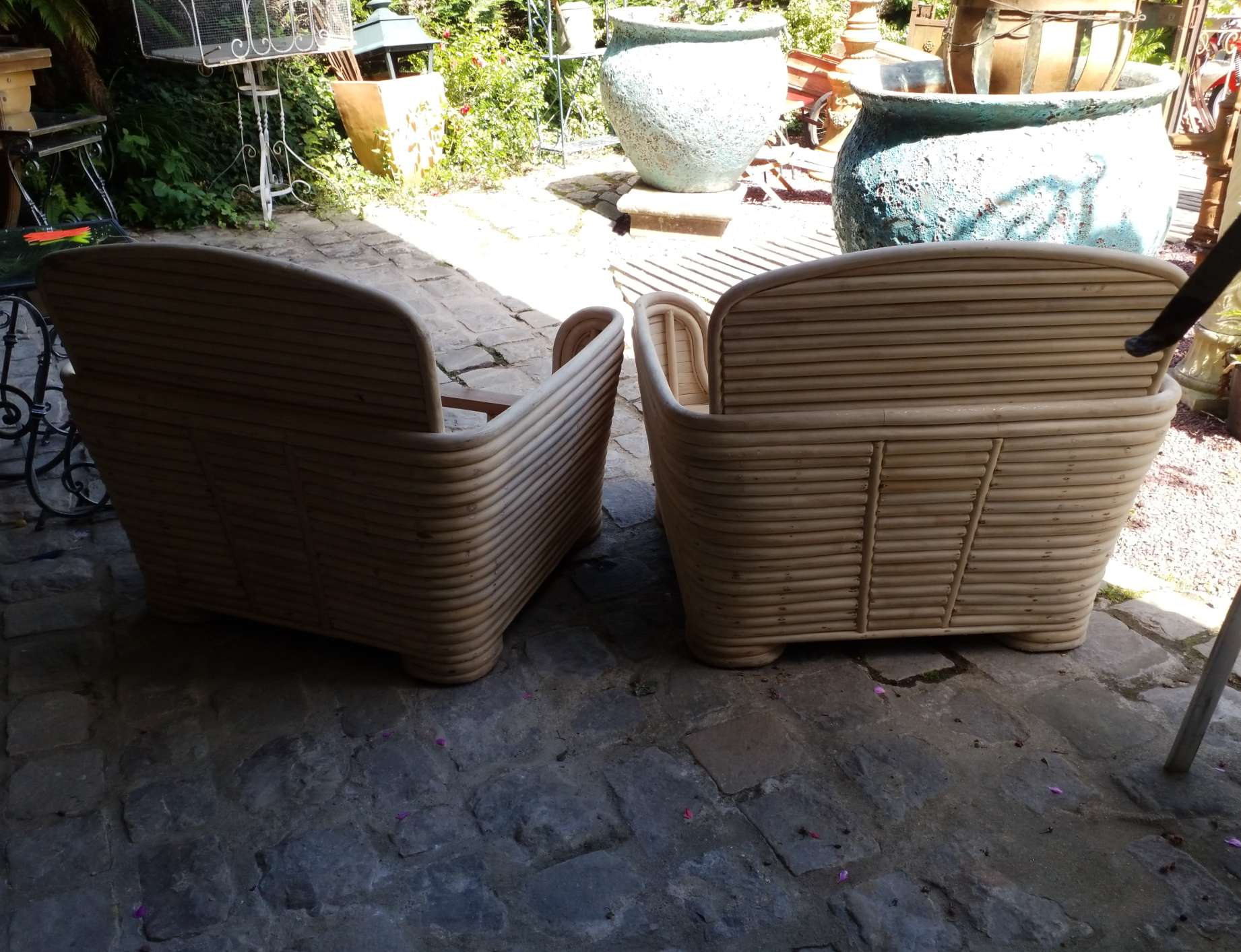 Pair of rattan armchairs