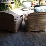 Pair of rattan armchairs
