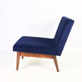 Dark blue velvet lounge chair, 1970s