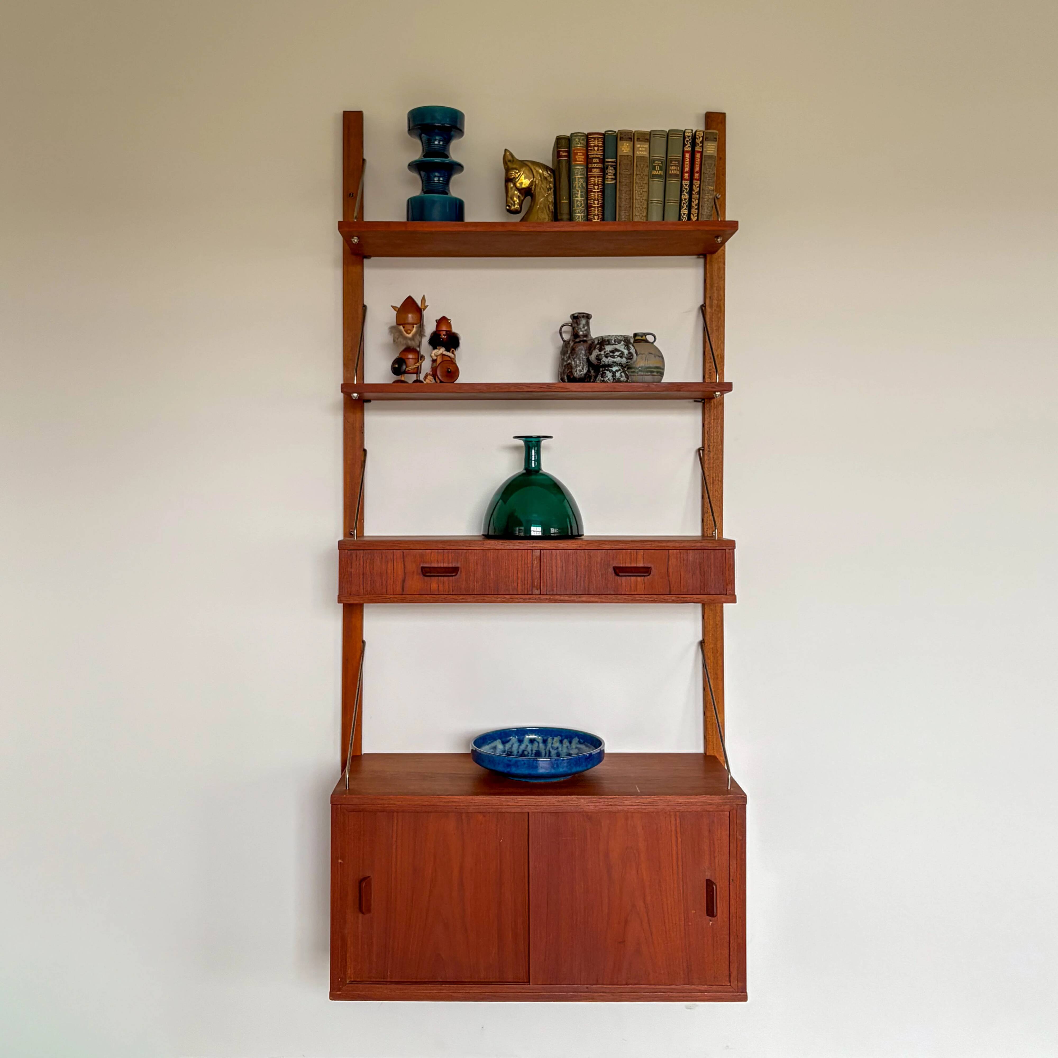 Danish wall shelf with one bay