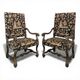 Pair of Louis XIV style armchairs in walnut.