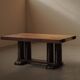 Solid oak table with marquetry, France, circa 1940.