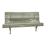 Antique Garden Bench with Wooden Slats and Iron Legs