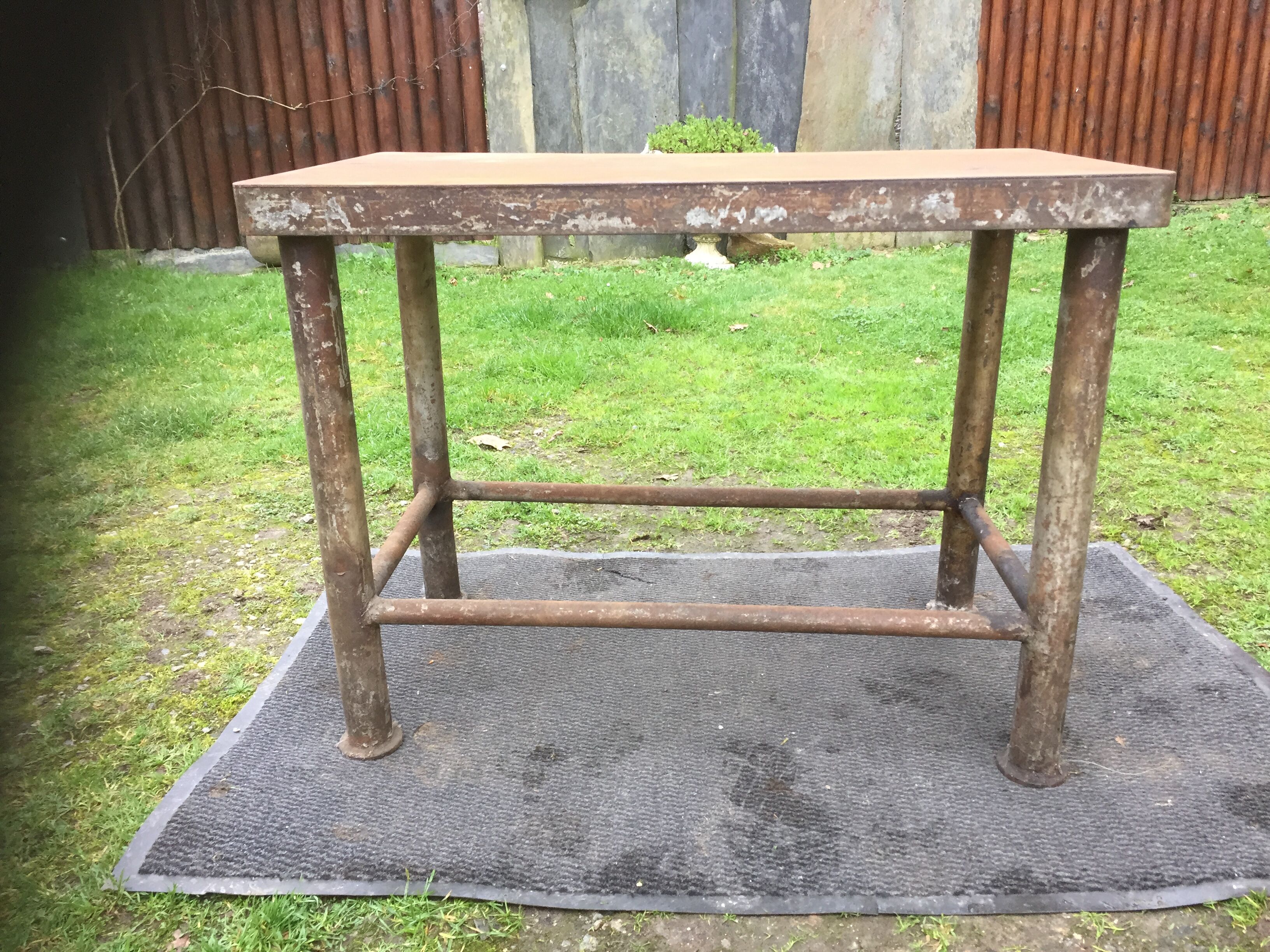 Vintage metal table from an industrial workshop for a makeover