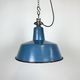 Industrial Blue Enamel Factory Lamp with Cast Iron Top, 1960s