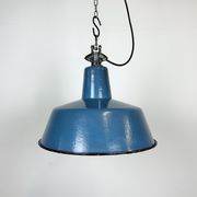 Industrial Blue Enamel Factory Lamp with Cast Iron Top, 1960s