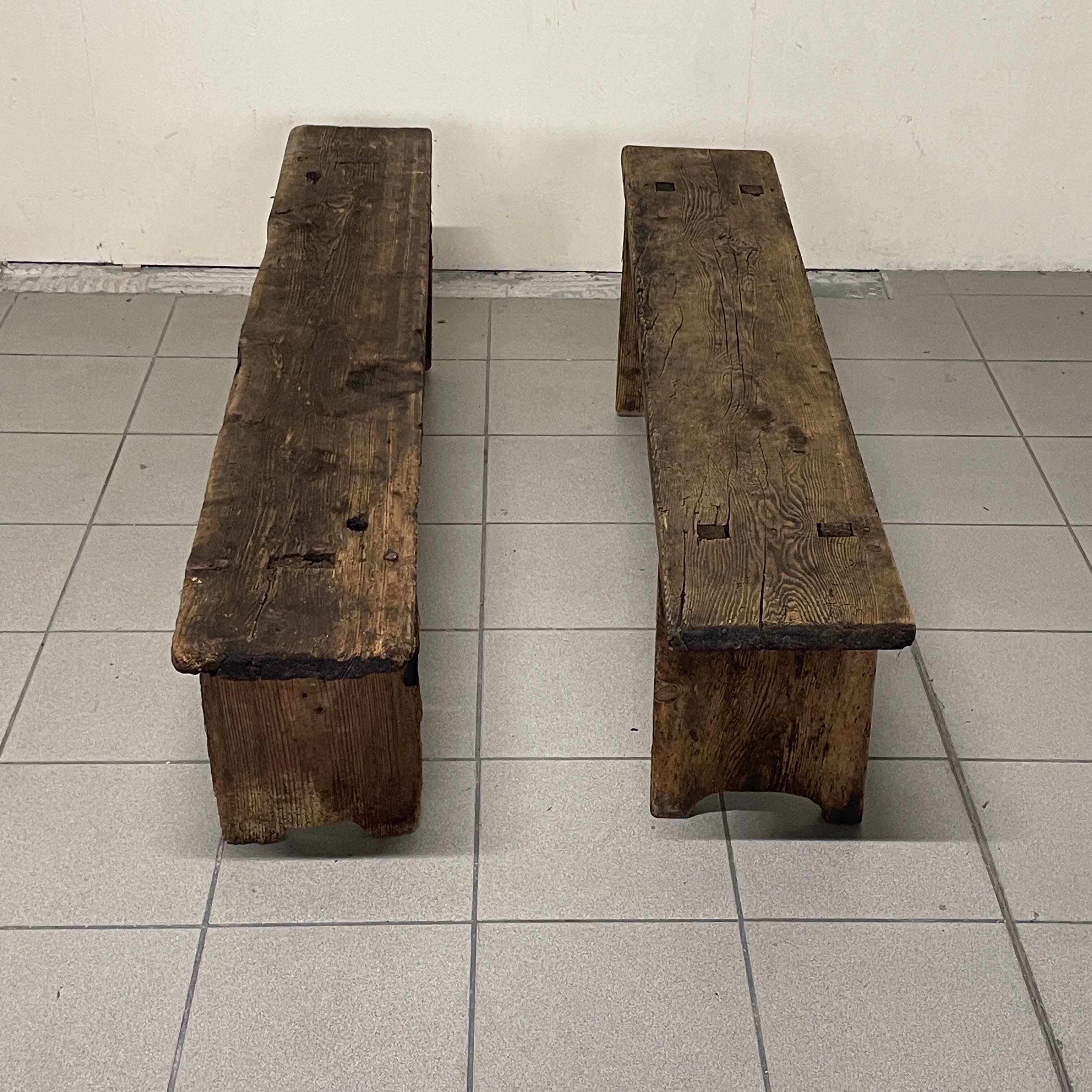 Pair of rustic benches, early 1900s