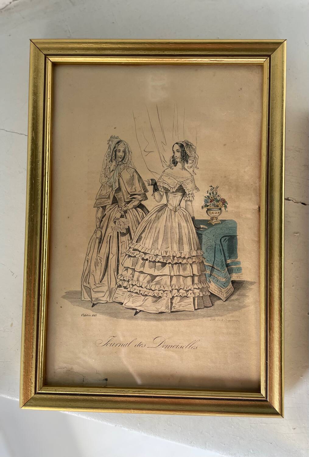 2 frames with old engravings “journal des demoiselles”