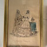 2 frames with old engravings “journal des demoiselles”