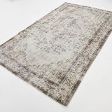 5x9 Brown & Beige Madallion Pattern Vintage Rug, 171x267Cm