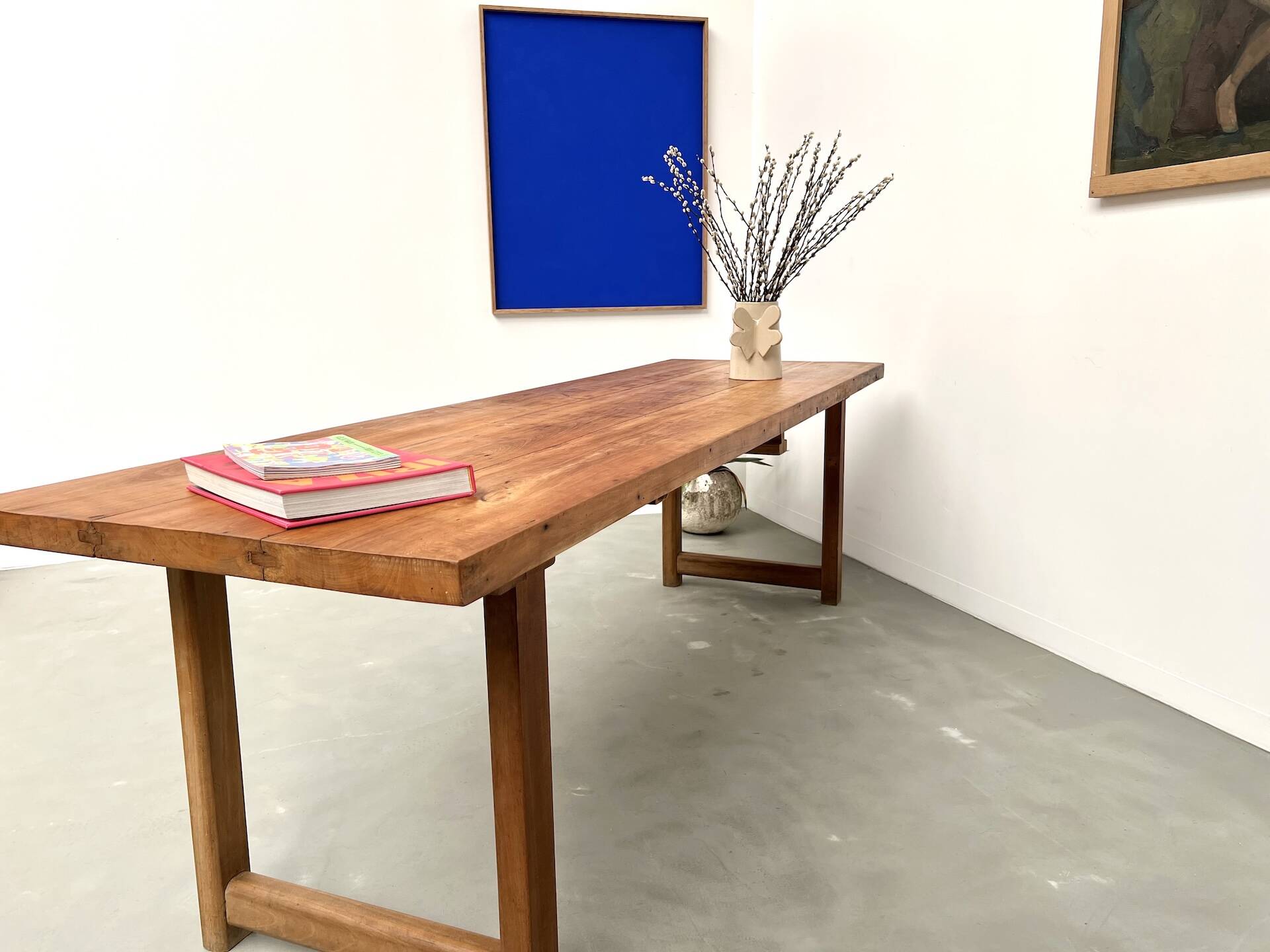 Large brutalist beech farmhouse table