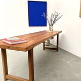 Grande table de ferme brutaliste en hêtre