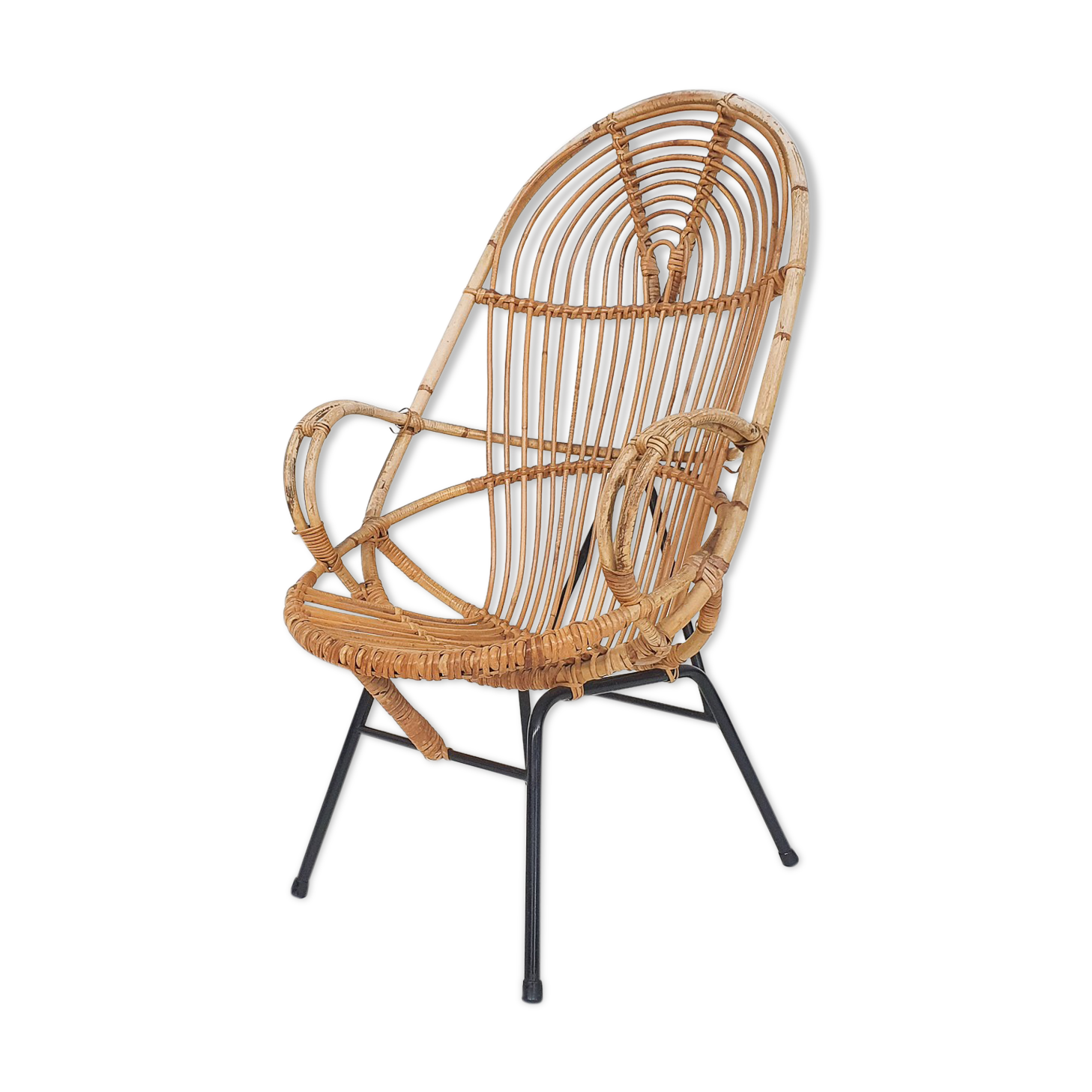 Rohe Noordwolde rattan lounge chair, The Netherlands 1950's