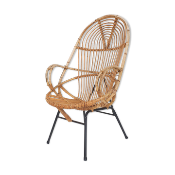 Rohe Noordwolde rattan lounge chair, The Netherlands 1950's